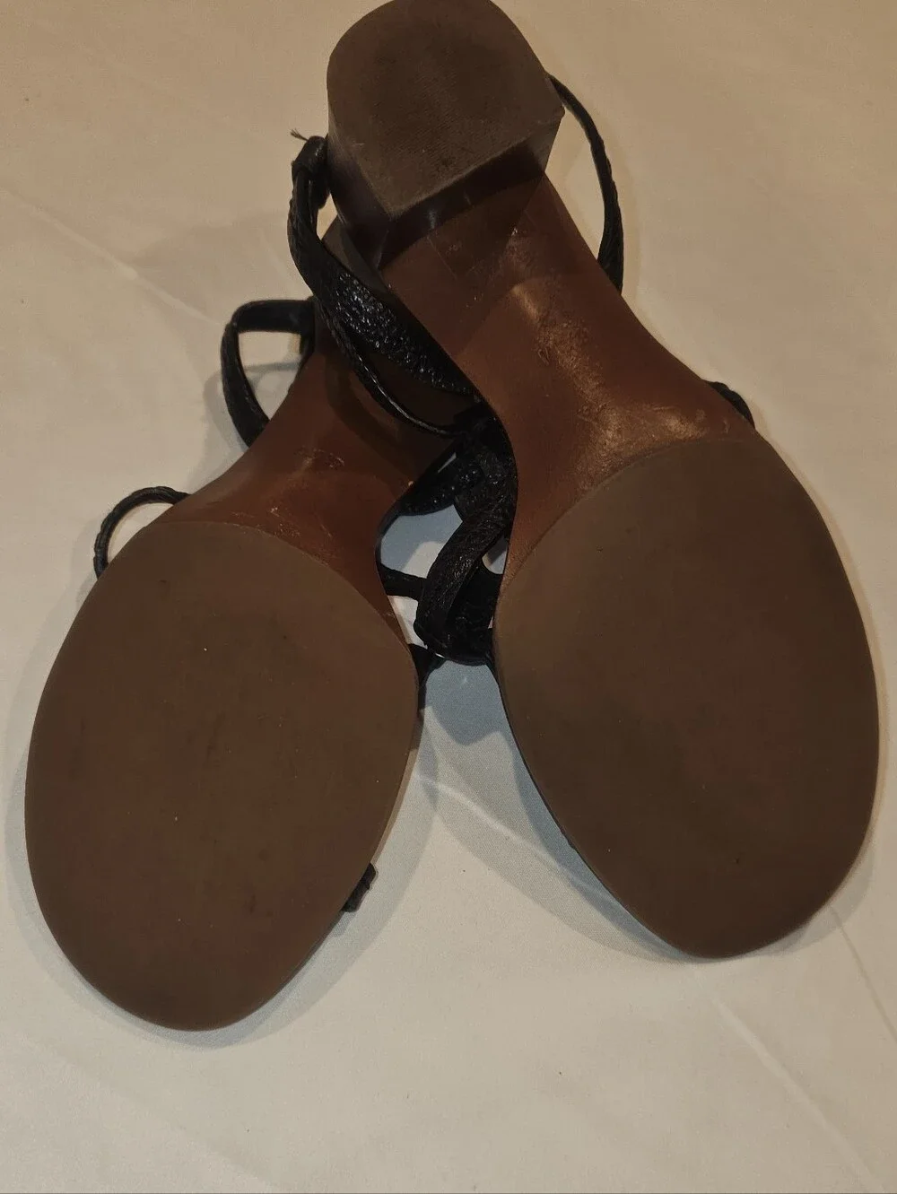 TORY BURCH Chandler tumbled leather block heel black sandals, 6.5
